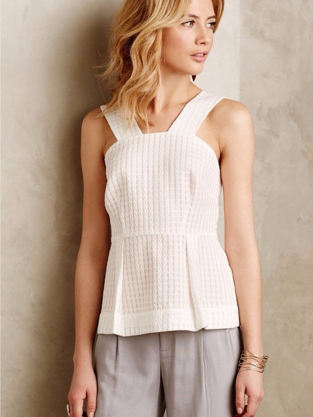 Women’s Size 6 Maeve(Anthropologie) White Sleeveless Summer Top